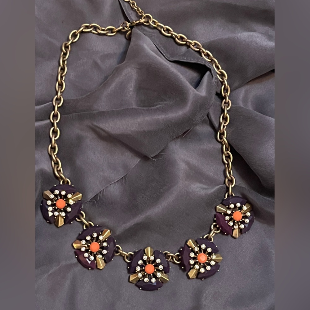Elegant J Crew Crystals Beaded Chain Chunky Gold Tone Jewelry Necklace